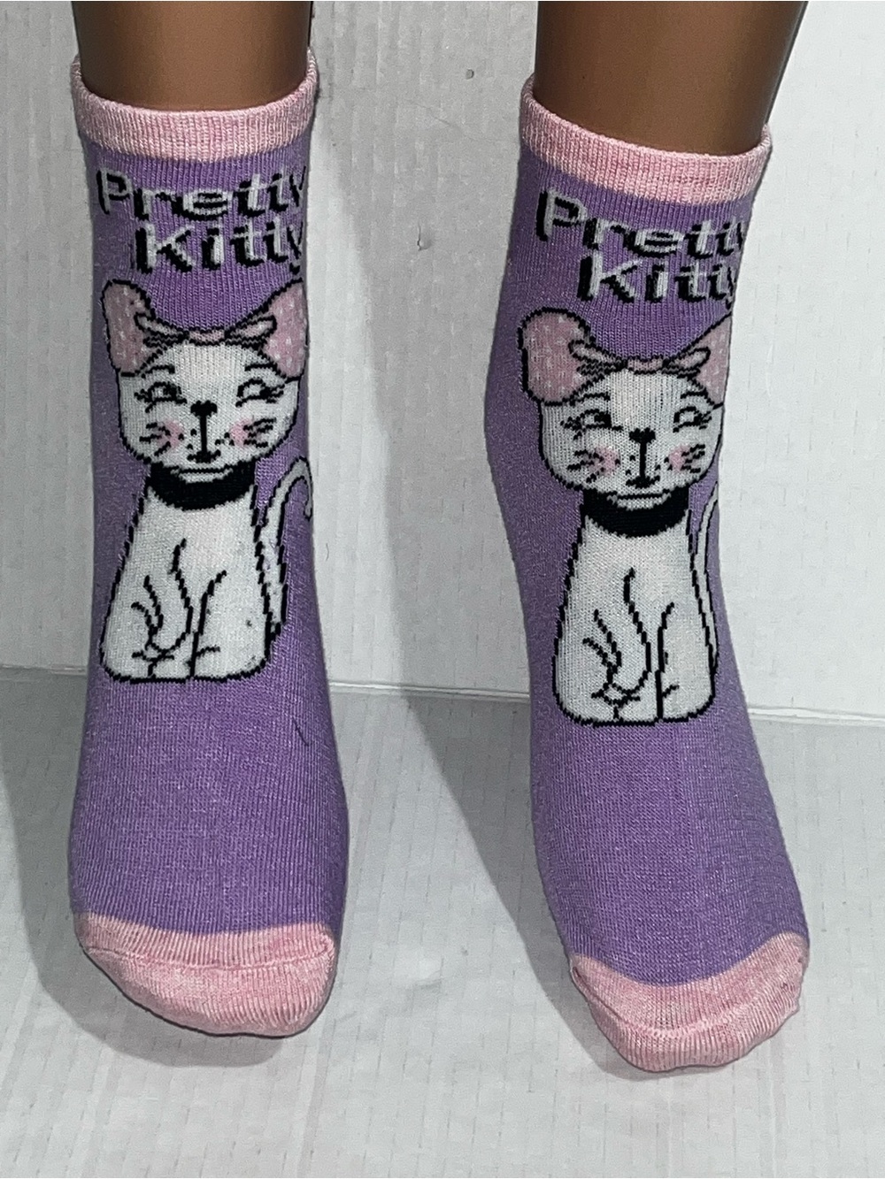 Sleepy Kitty Purple & Pink Cat Ankle Socks - Unbranded Pick 1 Pair - Picture 12 of 12